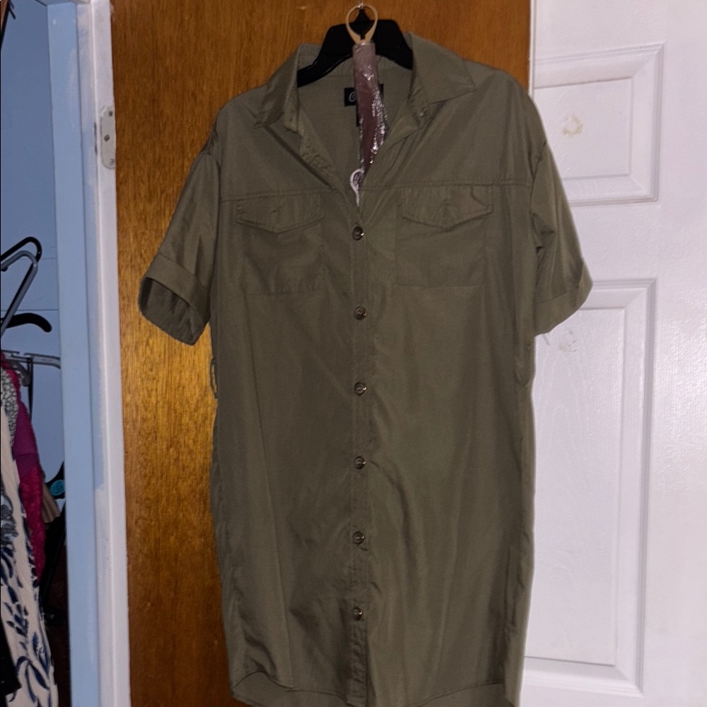 Olive Green Shirt Dress with belt